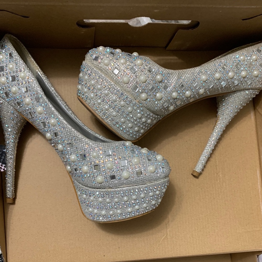 High heels covered in studs